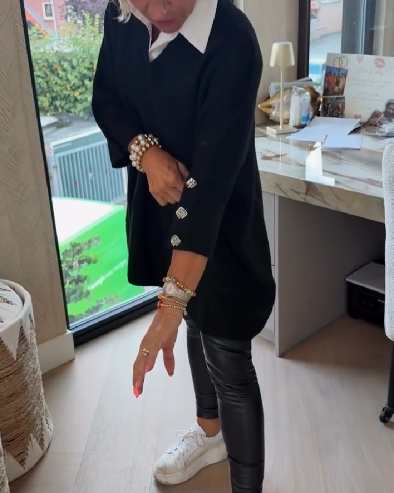 Verity™- V neck Jumper With Button Cuffs