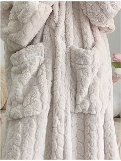 Lucy™ - Cozy Coral Fleece Hooded Robe