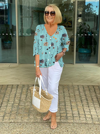 TASHA – FLORAL BLOUSE WITH SOFT DRAPE