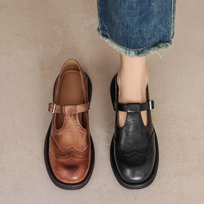 Velda | Elegant Leather Look Mary Jane Shoes
